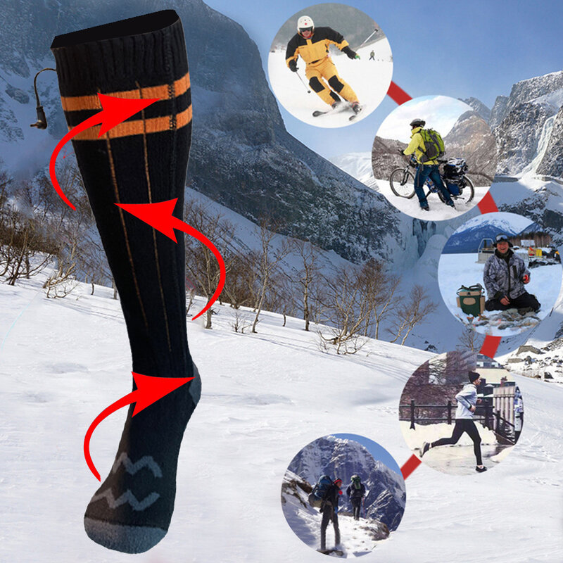 อุ่นถุงเท้ากลางแจ้งถุงเท้าสกีแบตเตอรี่ Powered อุ่นฤดูหนาว Boot ถุงเท้าผู้ชายและผู้หญิงสำหรับแค...