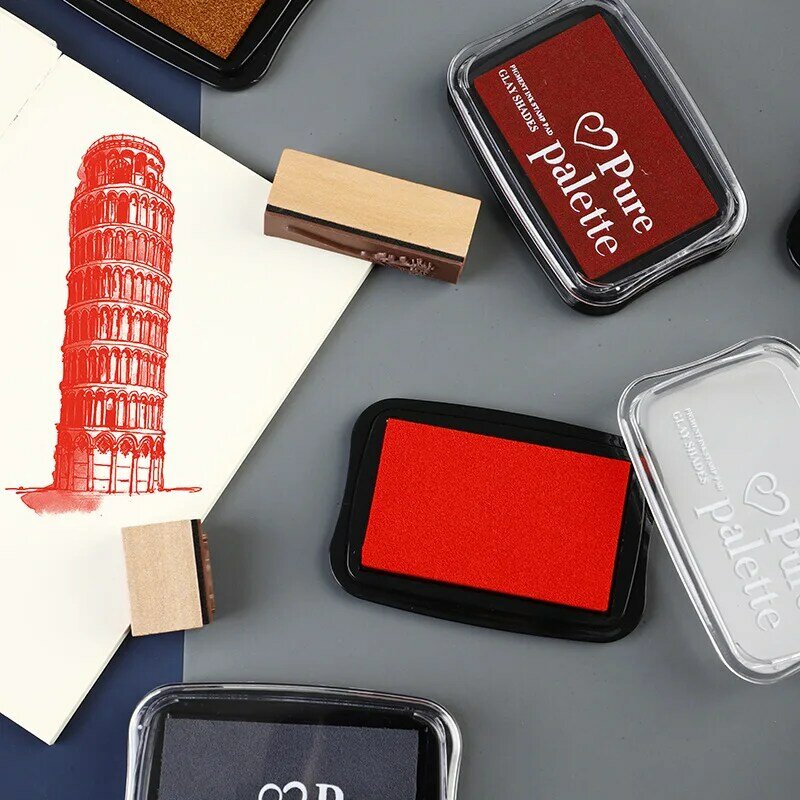 12 colores Retro Multicolor Inkpad artesanal a base de aceite DIY almohadillas de tinta papelería de oficina álbum de recortes almohadilla de sello de huellas dactilares