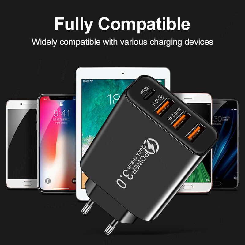 USB C Charger Type C Mobile Phone Charger USB Fast Charger PD20W Quick Charge 3.0 Power Adapter For iPhone Xiaomi Samsung Huawei