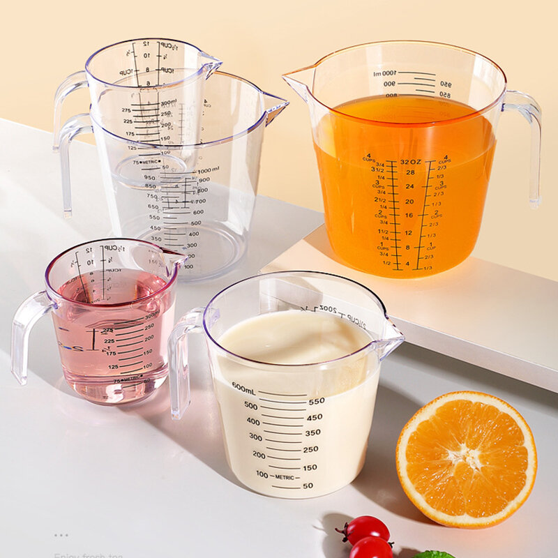 150/300/600/1000 ml Plastic Measuring Cup Clear Scale Show Transparent Mug Pour Spout Metering Device Visual Scale Baking Tool