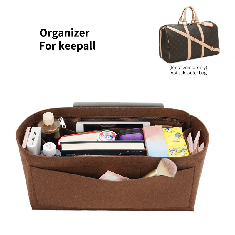 For Keepall Insert Organizer Purse Handbag Zip,Handbag Tote Shaper,Felt Travel Cosmetic Bag Man Women Storage Toiletry Liner