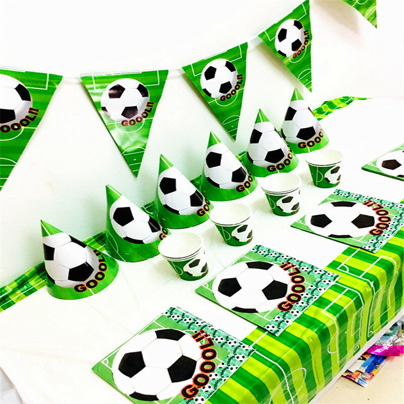 World Cup Football Theme Sports Children's Birthday Holiday Decoration Party Supplies Tablecloth Paper Plate Tableware Set
