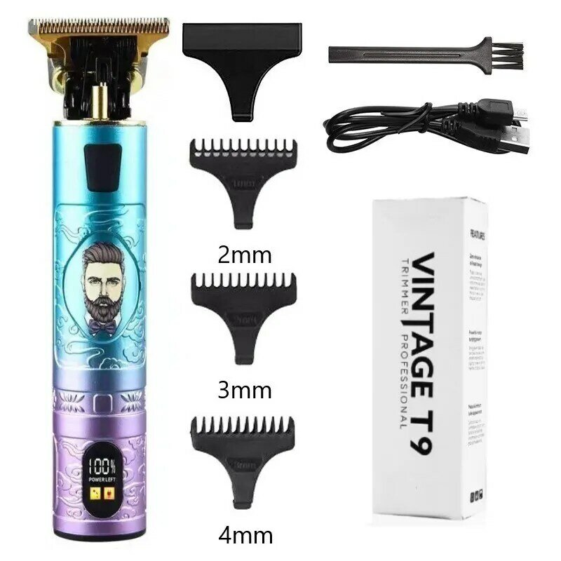 Lcd barbeador elétrico tela grande display digital máquina de cortar cabelo profissional usb carregamento rápido cabeça óleo lavável aparador cabelo