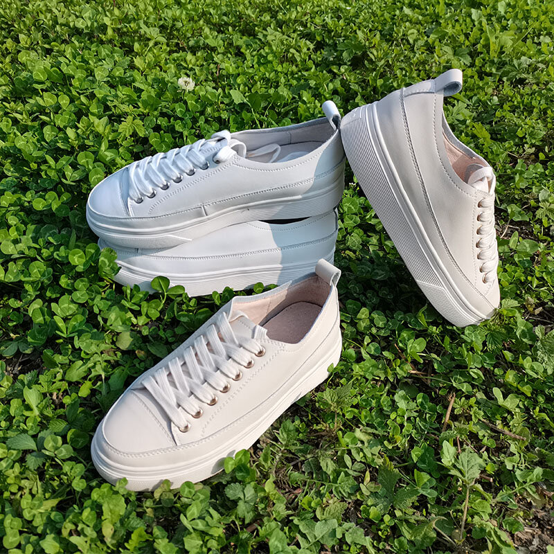2022 new spring women white shoes Genuine Leather shoes 22.5-25cm cow leather flat bottom ladie sneakers Vulcanized shoes