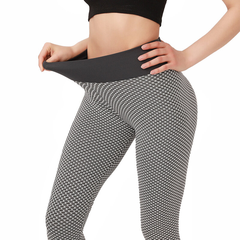 ผู้หญิง Bodysuit ตาข่ายโยคะกางเกงกีฬากางเกงขายาวเอวสูง Elastic Gym Push Ups โยคะการฝึกอบรมรังผึ้งการฝึกอบรม...