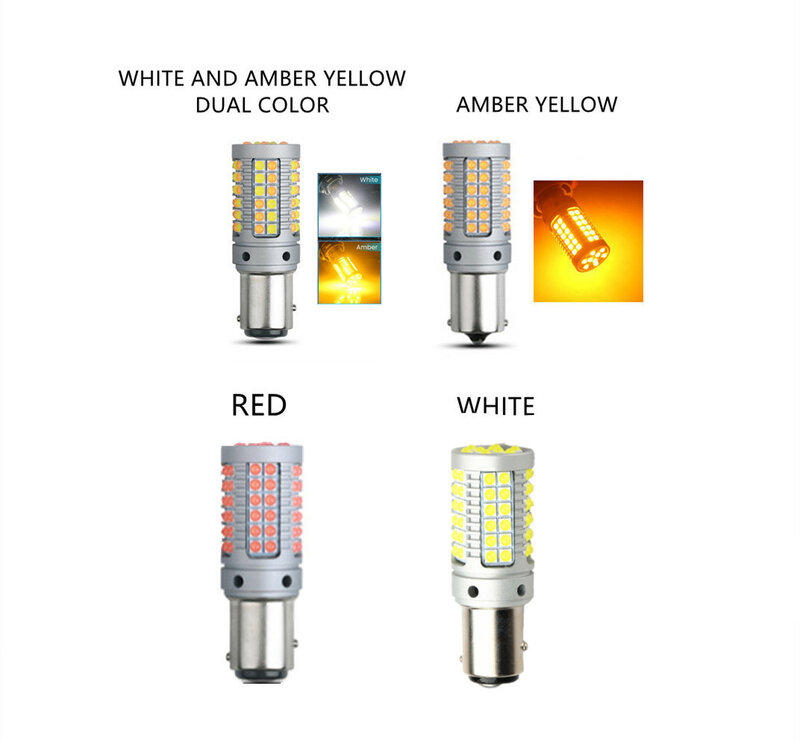 Luz Led de doble Color Canbus para coche, 2 piezas, superbrillante, DRL, freno trasero, intermitente, blanco y amarillo, 7443, 1157, 3157