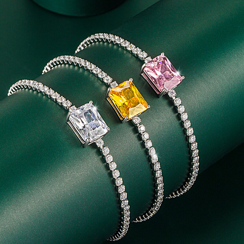 New Bracelet Ladies Girl Luxury Square Cubic Zirconia Charm Bracelet Wedding Party Fashion Jewelry Birthday Gift