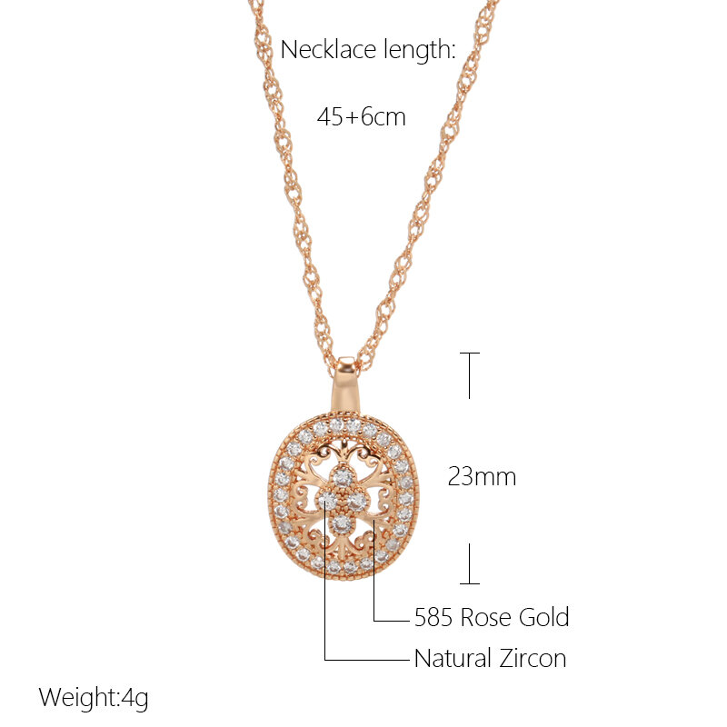 SYOUJYO Роскошные 585 розовое золото цвет кулон ожерелье Для женщин натуральный циркон классические ювелирные изделия винтаж невесты свадебные ожерелья