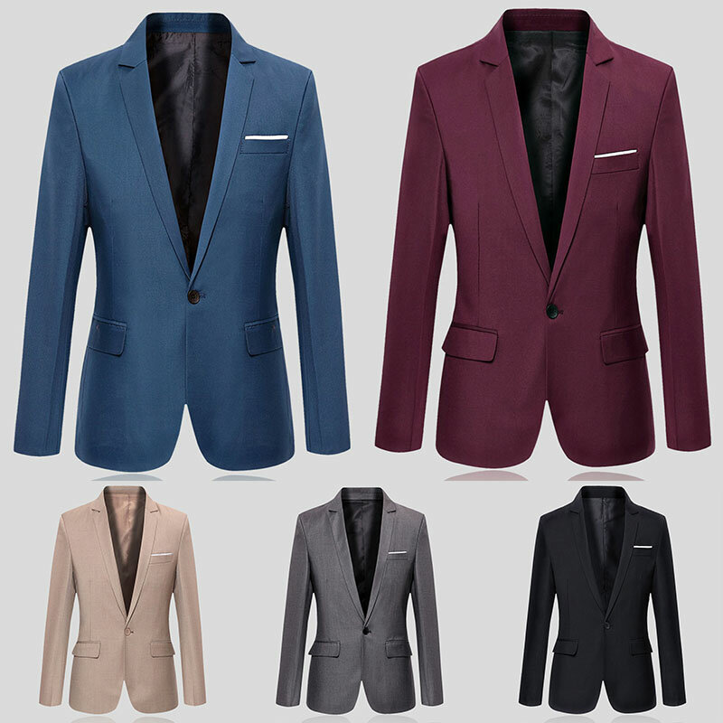 Blazer Pria Baru Setelan Pas Badan untuk Pria Bisnis Mantel Formal Jaket Setelan Pernikahan Pria Jaket Blazer Pria Modis S-5XL