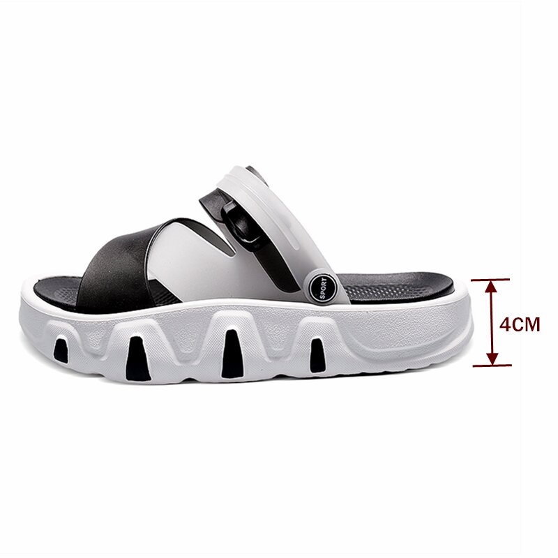 Zapatillas de verano para hombre, Sandalias cómodas de suela gruesa para aumentar la altura, diseño de playa exterior, sandalias de fondo suave