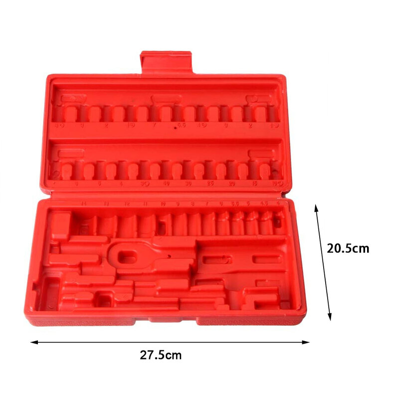 46 pz/set di scatola vuota-1/4 pollici 6.35 manica a cricchetto in magazzino strumenti di riparazione automatica scatola rossa Wterproof Srorage