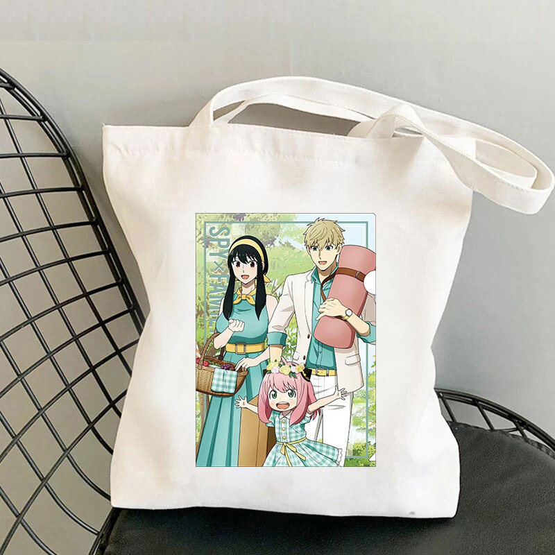 Sac de Shopping en toile imprimé de dessin animé pour femmes, fourre-tout écologique de grande capacité, Kawaii, école Lolita