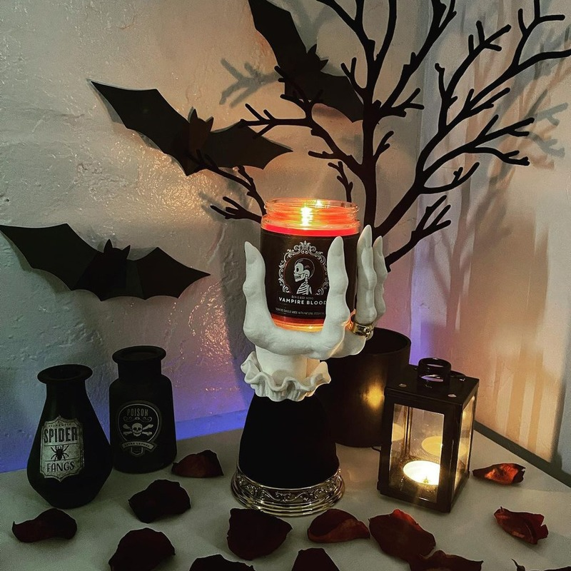 Candelabro de mano de bruja, decoración de Halloween, soporte de vela de resina, nudillos, bandeja de mano, estatua artesanal, candelabro gótico, decoración de vacaciones
