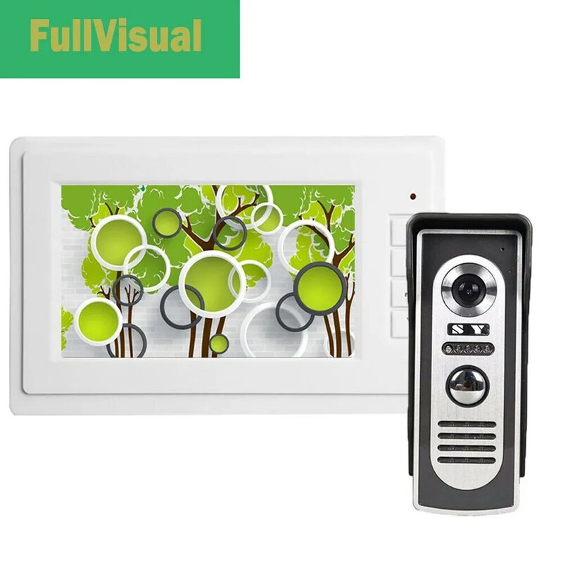 Fullvisual 7 Inci Video Interkom Bel Pintu Kamera untuk Rumah Pintu Telepon 1200TVL LED Inframerah Rilis Pintu Aktifkan Bicara Keamanan
