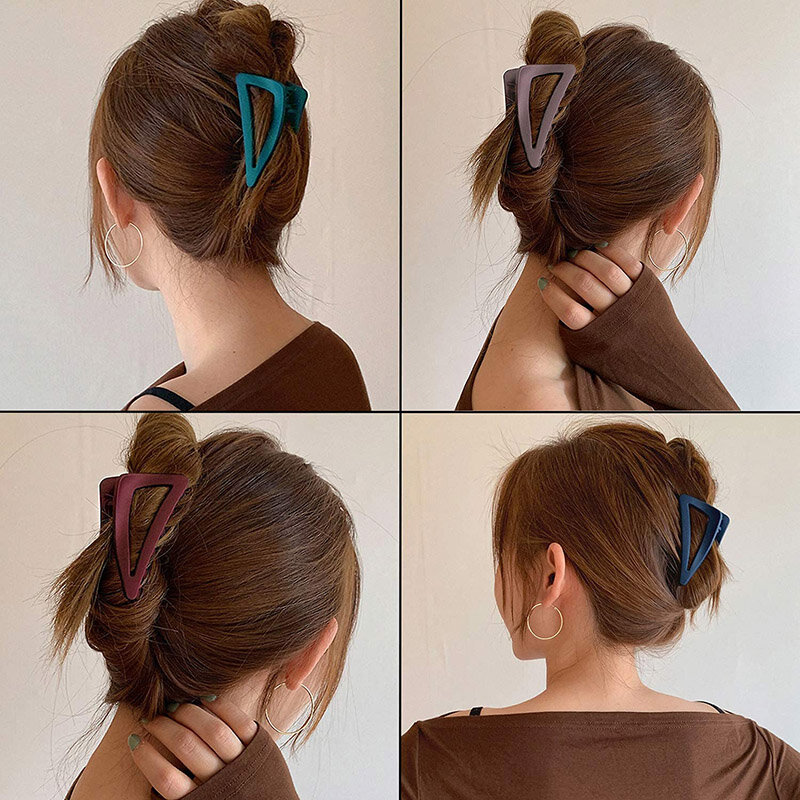 Klip cakar rambut segitiga geometri untuk wanita gadis jepit rambut padat jepit rambut kepiting hiu aksesori rambut musim panas Korea