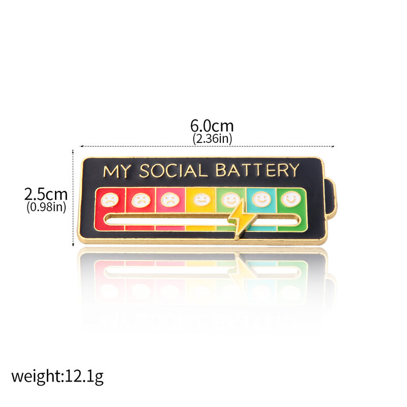 My Social Battery Interactive Enamel Pin Funny Mood Tracker Badge Brooch for 7 Days Mood Expressing Pins for Introverts Gift