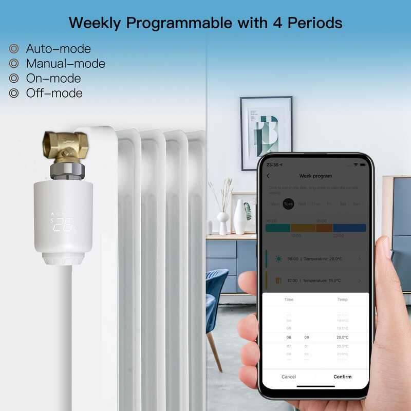 Tuya Smart Wifi Thermostaatkraan Aandrijvingen Remote Home Verwarming Temperatuurregelaar Alexa Google Thuis Voice Controle