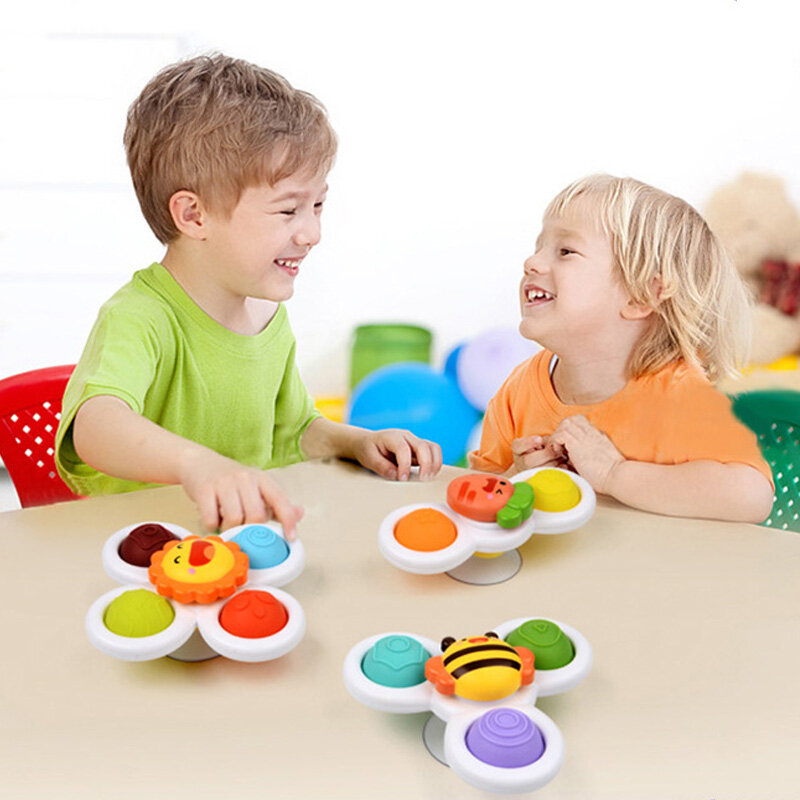 Juguetes giratorios de ventosa Montessori para bebé, giroscopio educativo para la yema del dedo, sonajero giratorio, campana, juguetes de baño para niños pequeños, regalo infantil
