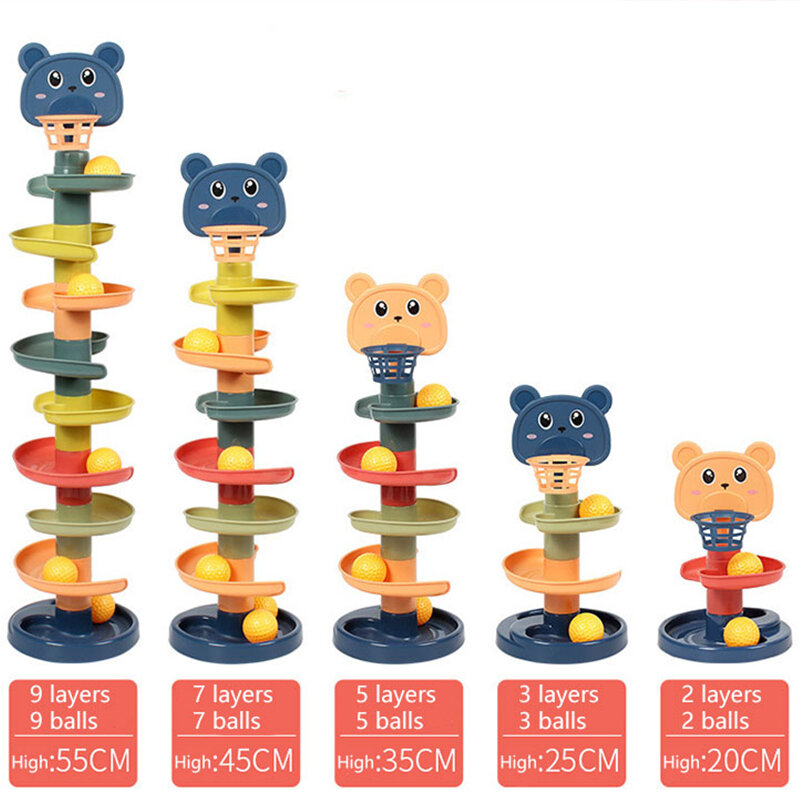 Zabawki dla dzieci tocząca się piłka wieża stos wczesna edukacja zabawka dla niemowląt obrotowy tor edukacyjny prezent dla dziecka układanie zabawek ForChildren