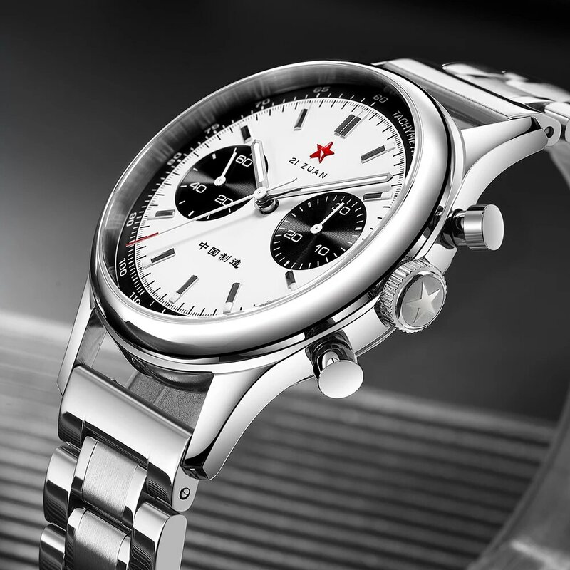 Red Star Seagull ST19 Mechanical นาฬิกา Mens 1963 40มม.Panda Dial H Sapphire Glass Chronograph นาฬิกา