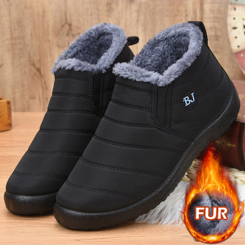 Zapatillas de deporte impermeables para Mujer, mocasines gruesos, cómodos, color negro, para invierno