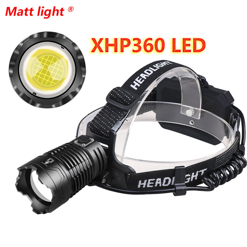 XHP360 Led 헤드 램프 슈퍼 밝은 36 코어 줌 전면 조명 보조베터리 헤드 라이트 충전식 18650 배터리 헤드 손전등