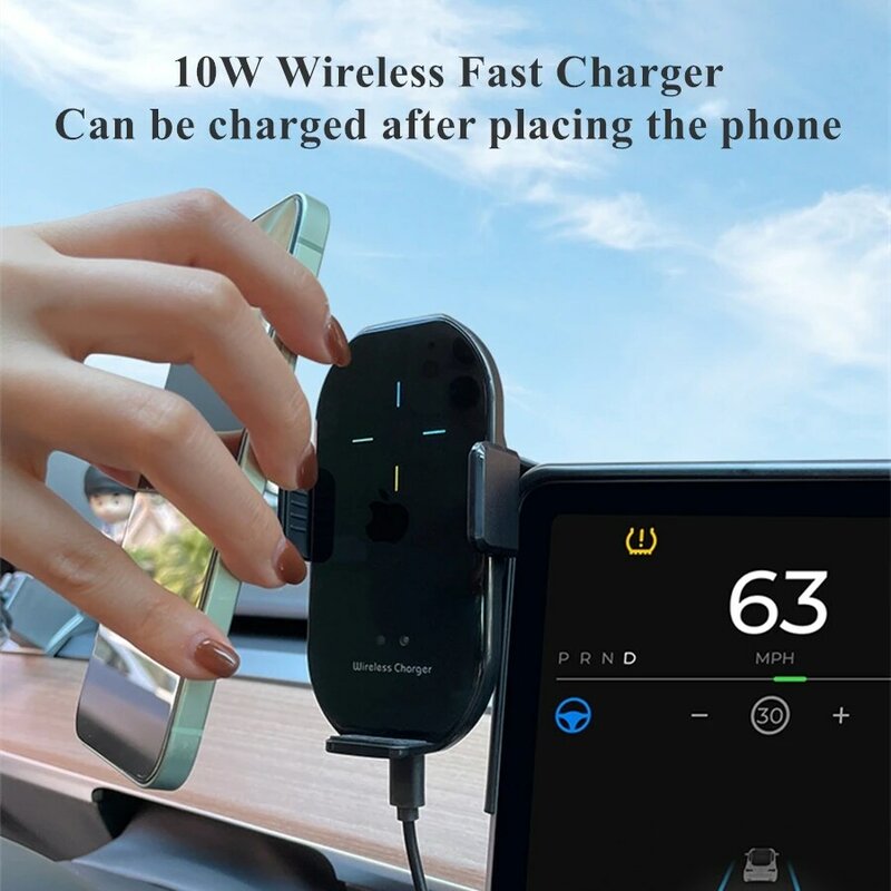 สำหรับ Tesla รุ่น3รุ่น Y รถผู้ถือโทรศัพท์มือถือ Wireless Charger & แว่นตาผู้ถือโทรศัพท์มือถือ Bracket อุปกรณ์ตกแ...