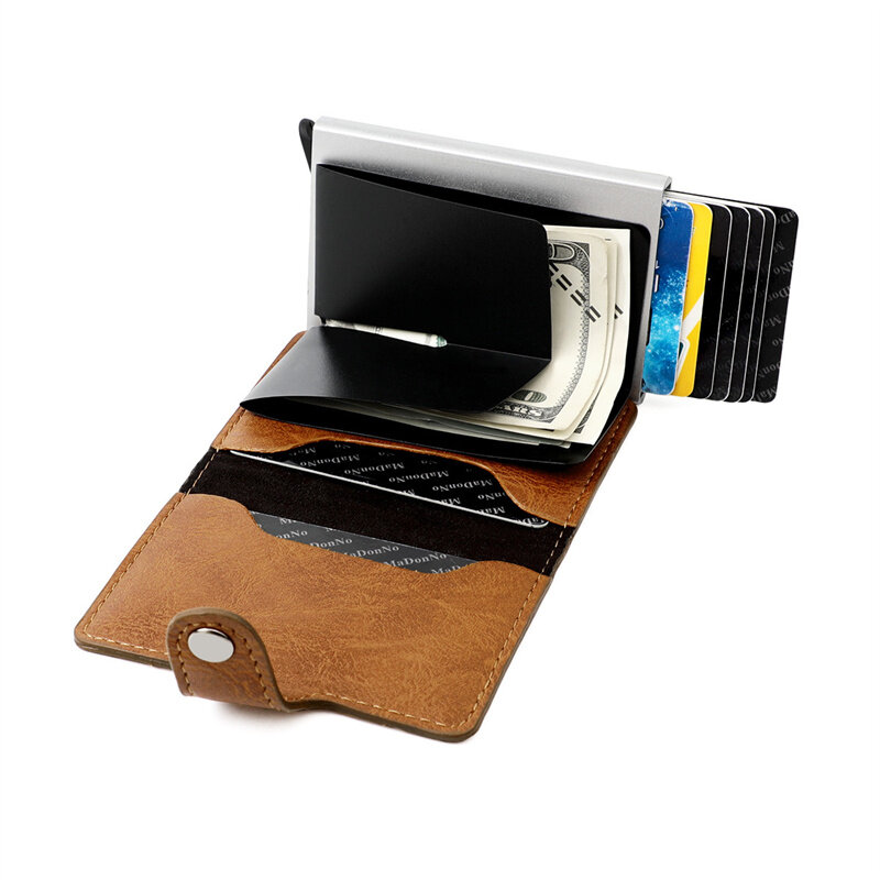 Бумажник с гравировкой на заказ, мужской тонкий бумажник из искусственной кожи тройного сложения с блокировкой детской идентификации, кошелек для денег