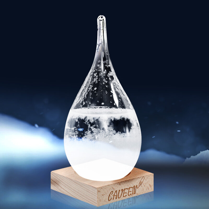 Botella de cristal para decoración del hogar, barómetro de predicción del tiempo, gota de vidrio de tormenta, Forecaster, regalos de cumpleaños, 16cm,bola de nieve de cristal