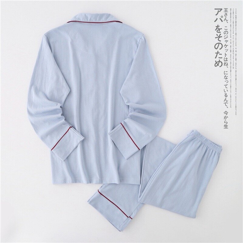 คู่แขน Pijamas ชุดลำลองผู้ชายฤดูใบไม้ร่วงชุดนอนชายชุดนอนชายญี่ปุ่นชุดนอน Pijamas Solid 100% สำหรับผ้าฝ้าย