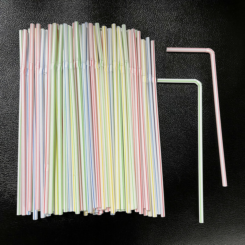 1000 pcs Plastic straws Disposable Drinking Straw Plastic tube Milk Tea Multi Colored Bar Beverage wedding party supplies Straws