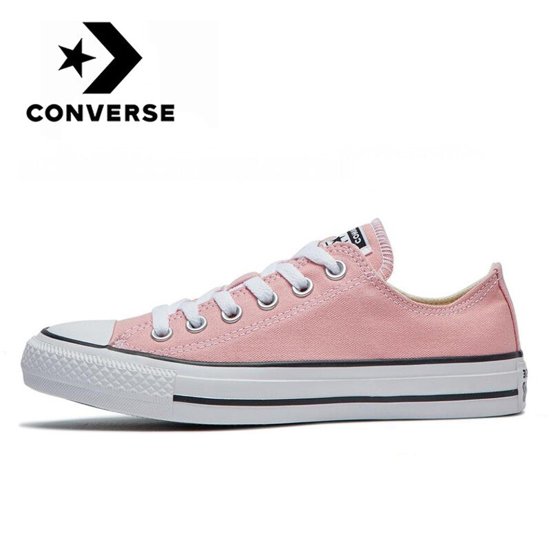 Converse Chuck Taylor All Star Sneakers Uniseks Pria dan Wanita Original Sepatu Kanvas Rendah Baru Kasual Platform Merah Muda