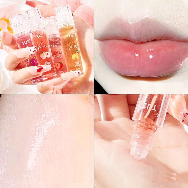 Roll-on Fruit Oil Lip Balm Lip Oil Moisturizing Mirror Transparent Lip Oil Long Lasting Hydrating Clear Lip Gloss Cosmetics 2022