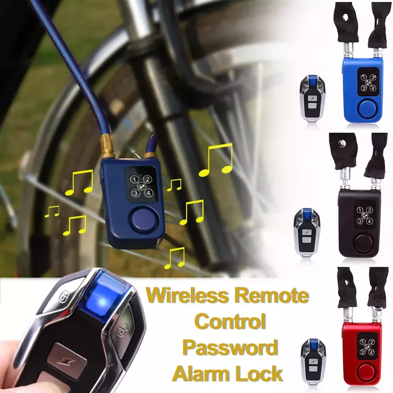 Password Anti-Theft Bluetooth Smart Bike Lock Wireless Remote Control Portable Bicycle Cycling Security Alarm for Door Outdoor B