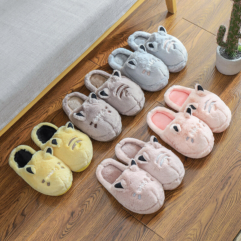 Women Slippers Cartoon Cat Cute Animal Home Cotton Slipper Fashion Fluffy Winter Shoes Funny Warm Slippers Indoor Bedroom Shoes