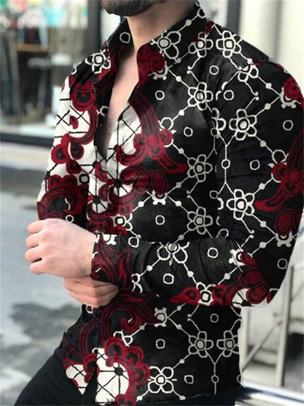 New Boyfriend camicie manica lunga Slim Button risvolto top da uomo autunno 2022 Fashion 3D Quicksand Print Noble Prom Party Shirts S-4XL