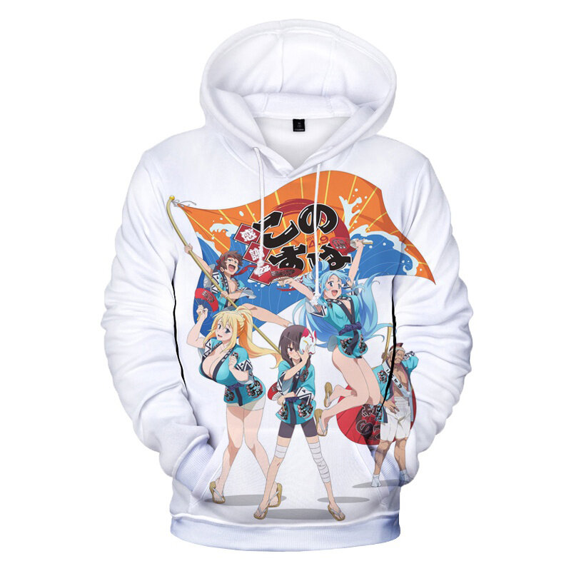 Sudadera con capucha de Anime Megumin Konosuba para hombre y mujer, ropa Harajuku Unisex, sudadera de gran tamaño de Konosuba