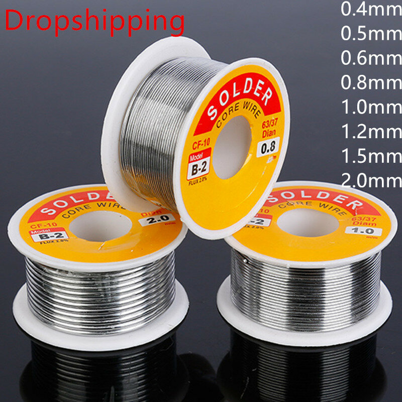 Solda Tin Wire com Rosin Core, alta pureza, vários solda eletrônica, pesos de solda, 0.5mm, 0.6mm, 0.8mm, 1.0mm, 1.2mm, 1.5mm, 2.0mm, 50g