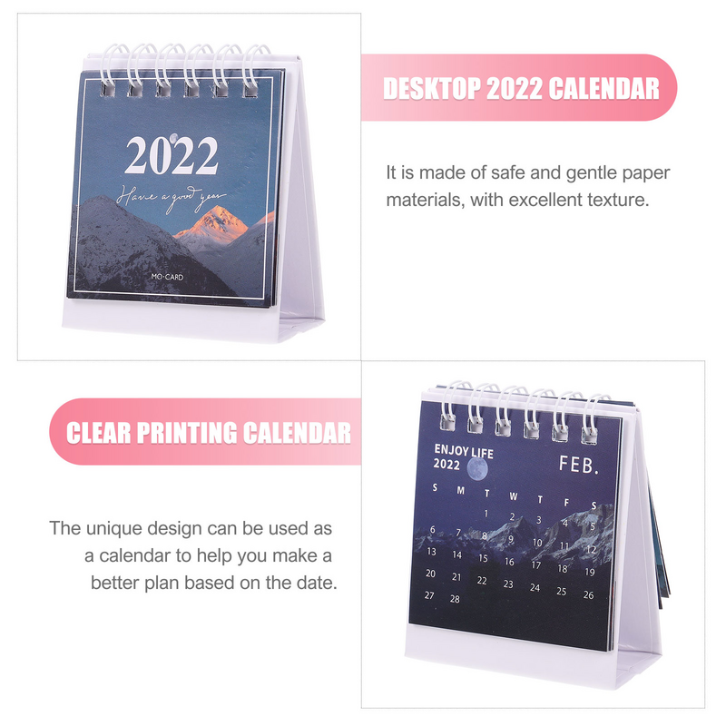 2pcs Small 2022 Calendars Compact Desktop 2022 Calendars Decorative Calendars