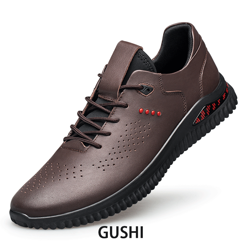 New Genuine Leather Perforated Men Casual Shoes Fashion Elegant Luxury Classic Zapatos De Hombre Top Quality Outdoor Footwear