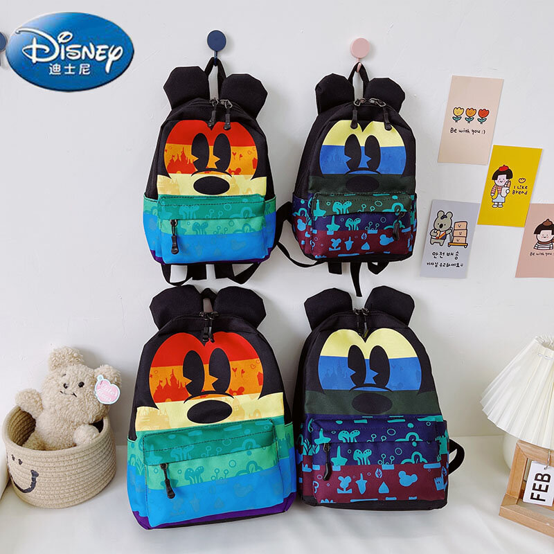 Disney novo conjunto mickey mochila das crianças dos desenhos animados bonito menino menina mochila grande capacidade moda tendência das crianças