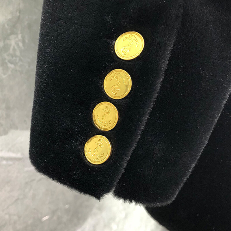 TB THOM-abrigos de invierno para hombre, chaqueta de Cachemira de visón auténtico, marca de moda, cizalla teñida en negro, abrigo de 4 barras con doble botonadura y botones