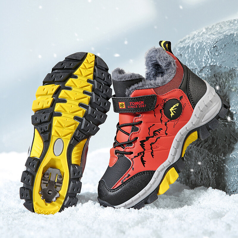 2022ใหม่ฤดูหนาวเก็บ Warm เด็กรองเท้าเด็กวัยหัดเดินกันน้ำหิมะรองเท้าเด็กแฟชั่นเด็กยางข้อเท้าห...