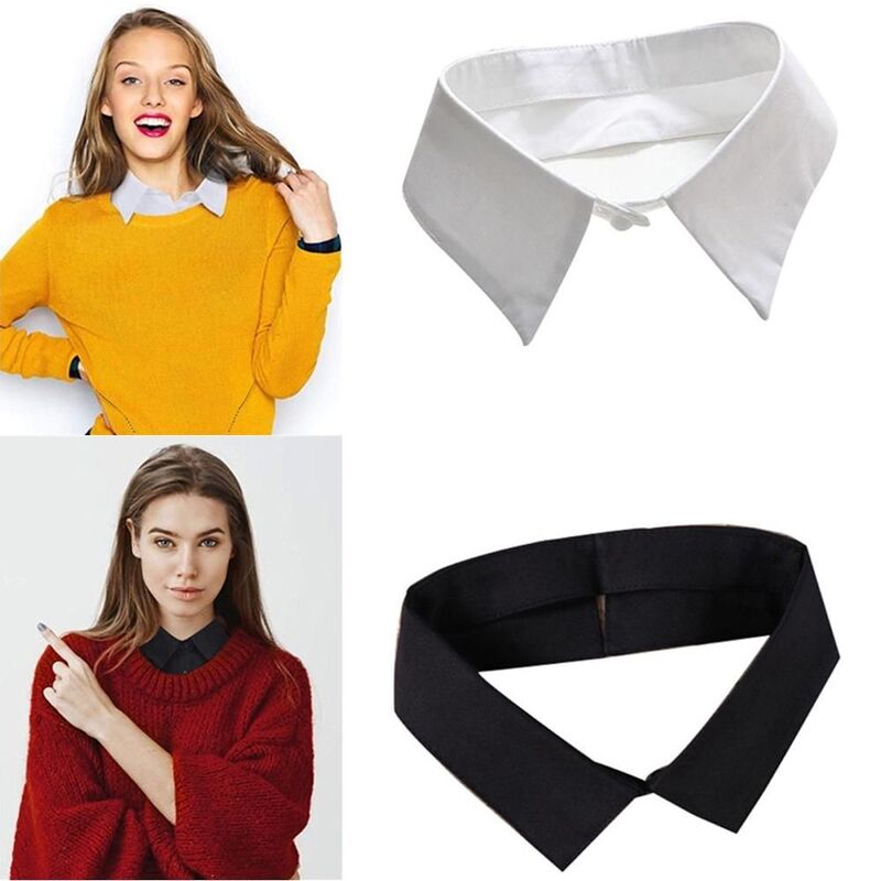 Blusa de solapa negra/blanca desmontable para hombre y mujer, cuello falso, accesorios de ropa, camisa clásica, cuello falso