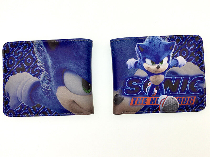 การ์ตูน Sonic กระเป๋าสตางค์ PU หนังสั้นกระเป๋าสตางค์บัตรเงินผู้ถือกระเป๋าสำหรับชายเด็ก