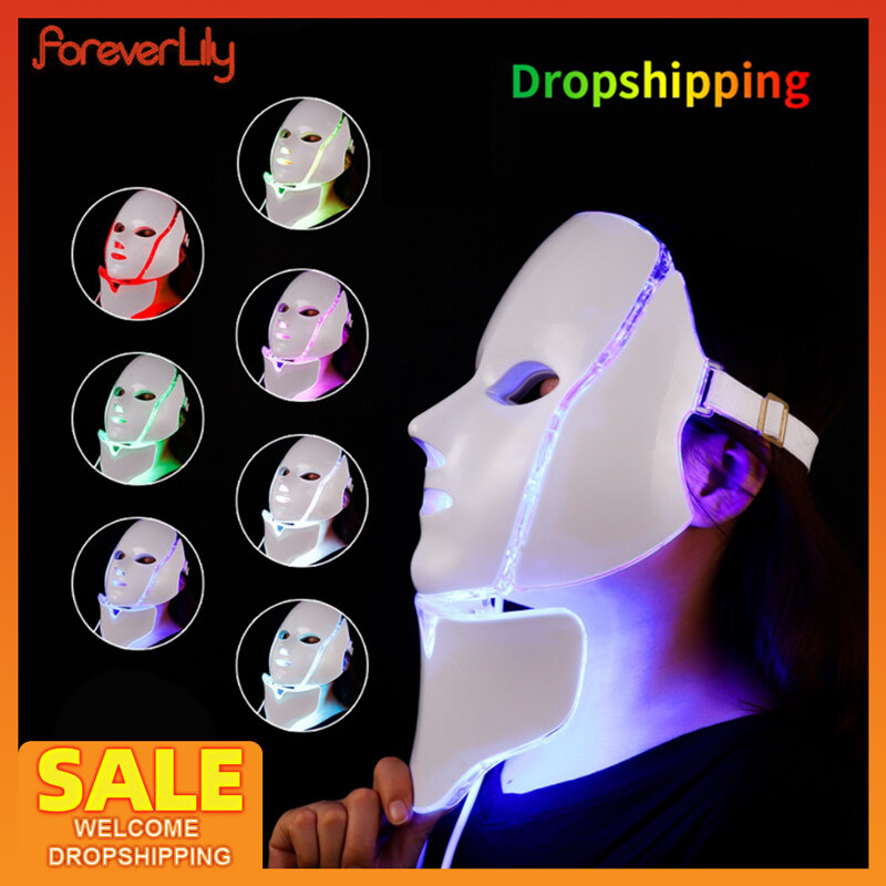 VIP Facial LED หน้ากากคอ LED Light Therapy หน้ากากความงามกระชับผิว Photon Rejuvenation Whitening Facial Massager