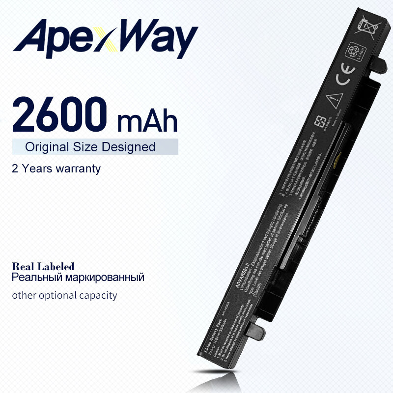 Apexway 14.8V 2600mAh New Battery A41-X550A Laptop Battery for ASUS A41-X550 X450 X550C X550B X550V X450C X550CA X452EA X452