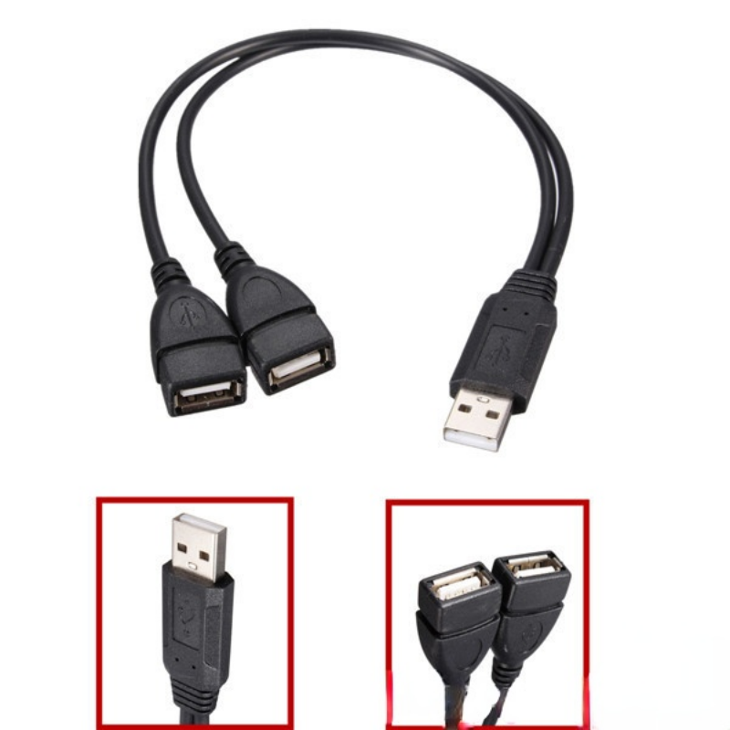 USB 2.0 A 1 male to 2 Dual USB Female Data Hub Power Adapter Y Splitter USB Charging Power Cable Cord Extension Cable