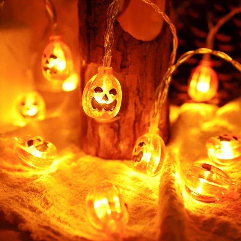 في الهواء الطلق هالوين زينة أضواء 10 LED شبح الخفافيش اليقطين سلسلة ضوء بطارية تعمل لحزب هالوين في الأماكن المغلقة