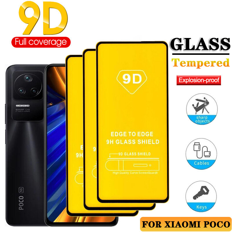 For Xiaomi Poco X3 X4 M3 M4 Pro 5G Screen Protector For Poco F3 F4 F2 X3Pro X3GT X4GT X3NFC F4GT Full Cover Tempered Glass Flim